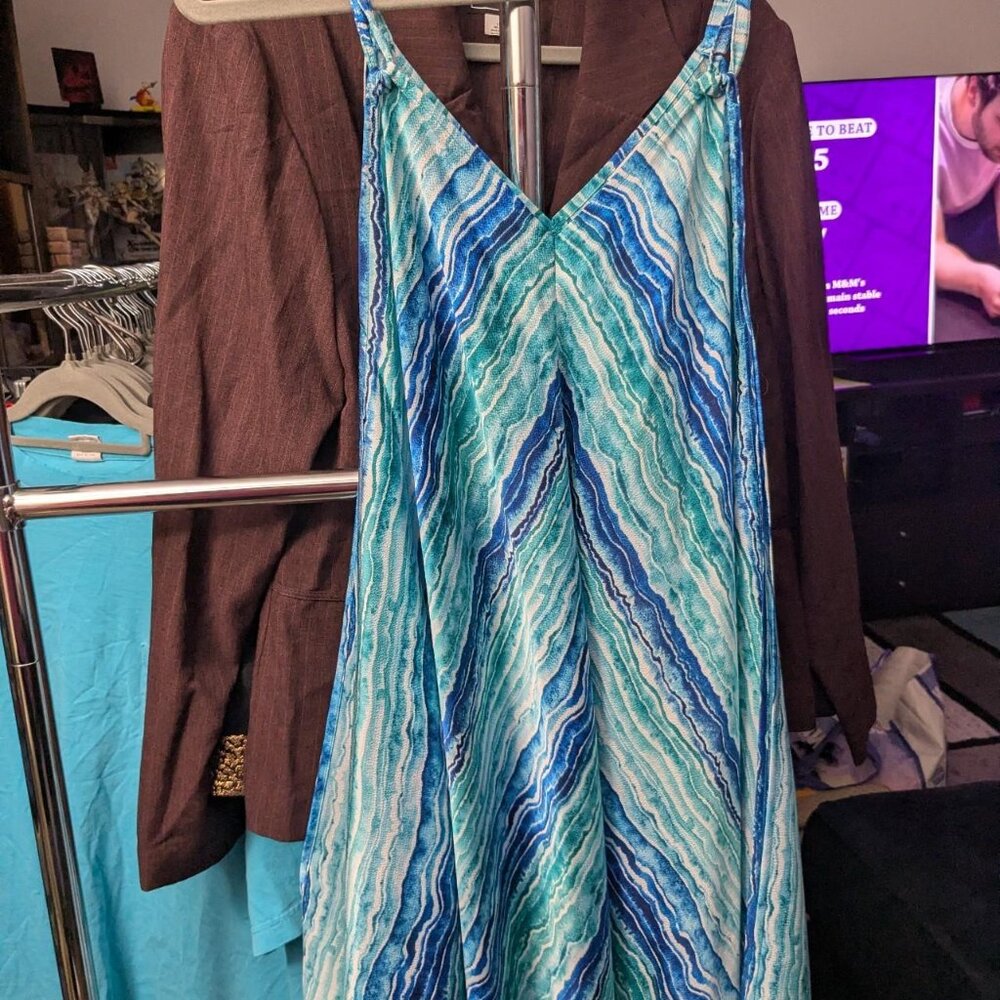 Tommy Bahama Blue & White Swimsuit Coverup Dress Size S